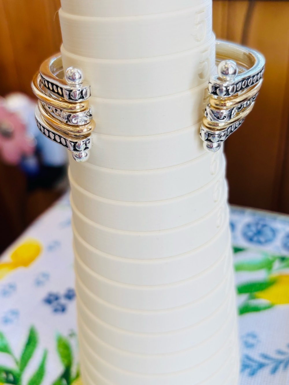 Two-Tone Ornate Cuff Bracelet - Gold & Silver - Picture 3 of 4